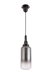 Yorktown 1 Light Ceiling Pendant E27 With 30cm Cylinder Glass, Black Chrome, Matt Black, Smoked, Clear - thumbnail 3