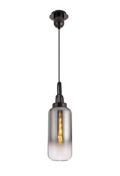 Yorktown 1 Light Ceiling Pendant E27 With 30cm Cylinder Glass, Black Chrome, Matt Black, Smoked, Clear