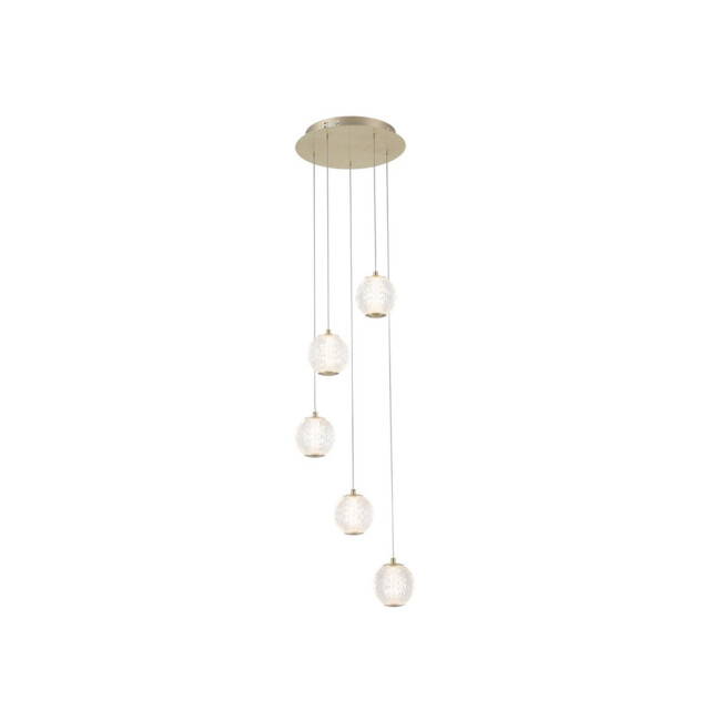 Allure 5 Light Cluster Light-Drop Celling Pendant Satin Brass & Clear Acrylic - image 1