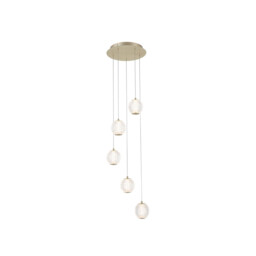 Allure 5 Light Cluster Light-Drop Celling Pendant Satin Brass & Clear Acrylic