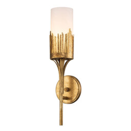 Sawgrass Candle Wall Lamp Gold Leaf with Antique Glaze IP44 - thumbnail 1
