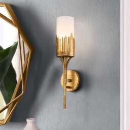 Sawgrass Candle Wall Lamp Gold Leaf with Antique Glaze IP44 - thumbnail 2
