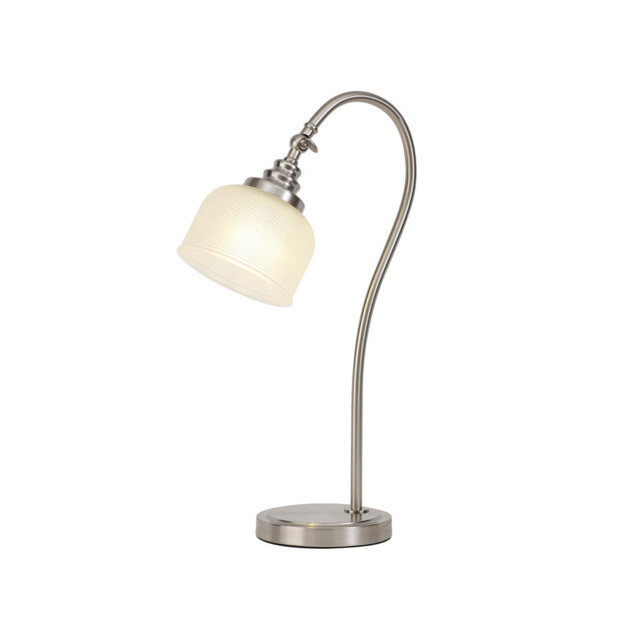 DeRuyter Table Lamp E27 Satin Nickel, Frosted Glass - image 1