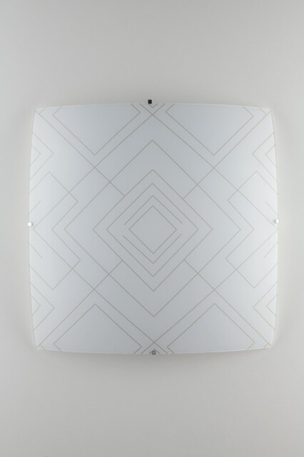 Vector Decorative Flush Ceiling Light, Glossy White Glass, E27