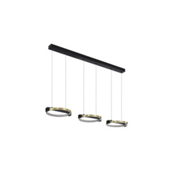 Aerial 3 Light LED Bar Celling Pendant, Gold and Black Metal - thumbnail 2