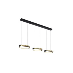 Aerial 3 Light LED Bar Celling Pendant, Gold and Black Metal