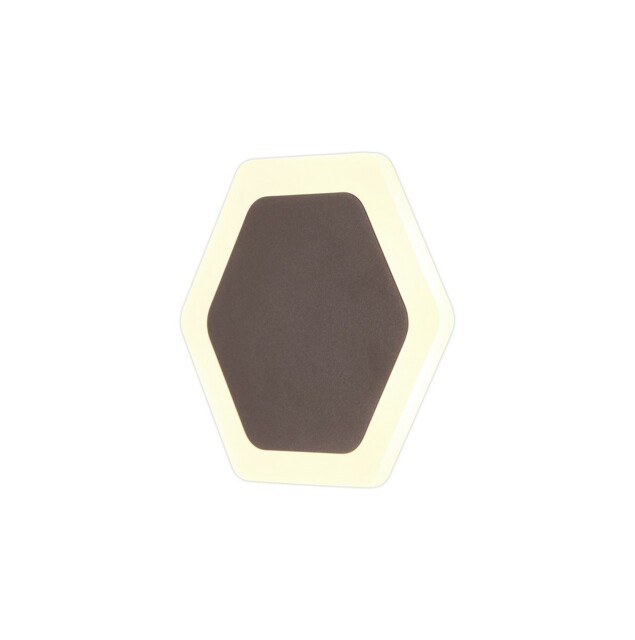 Altona Magnetic Base Wall Lamp, 12W LED 3000K 498lm, 15, 19cm Horizontal Hexagonal Centre, Coffee, Acrylic Frosted Diffuser - image 1