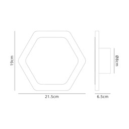 Altona Magnetic Base Wall Lamp, 12W LED 3000K 498lm, 15, 19cm Horizontal Hexagonal Centre, Coffee, Acrylic Frosted Diffuser - thumbnail 2