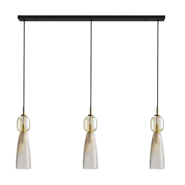 Elyra Bar Pendant Ceiling Light Black-Antique Brass 3ΧΕ14 - image 1