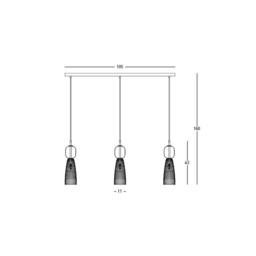 Elyra Bar Pendant Ceiling Light Black-Antique Brass 3ΧΕ14 - thumbnail 5