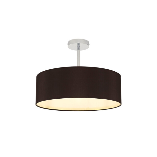 Baymont 45cm Polished Chrome 3 Light E27 Semi Flush Fixture, With 4cm x 15cm Faux Silk Shade, Black - image 1