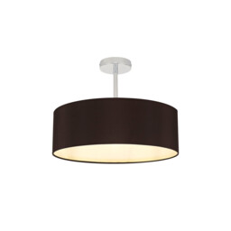 Baymont 45cm Polished Chrome 3 Light E27 Semi Flush Fixture, With 4cm x 15cm Faux Silk Shade, Black