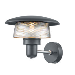 Saturne Outdoor Wall Lantern, Grey IP44 - thumbnail 1