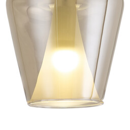 Elsa Assembly Pendant (WITHOUT PLATE) With Inverted Bell Shade, 1 Light E27, Bronze Glass With Frosted Inner Cone - thumbnail 5