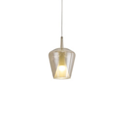 Elsa Assembly Pendant (WITHOUT PLATE) With Inverted Bell Shade, 1 Light E27, Bronze Glass With Frosted Inner Cone