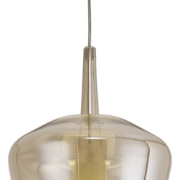 Elsa Assembly Pendant (WITHOUT PLATE) With Inverted Bell Shade, 1 Light E27, Bronze Glass With Frosted Inner Cone - thumbnail 3