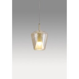 Elsa Assembly Pendant (WITHOUT PLATE) With Inverted Bell Shade, 1 Light E27, Bronze Glass With Frosted Inner Cone - thumbnail 2
