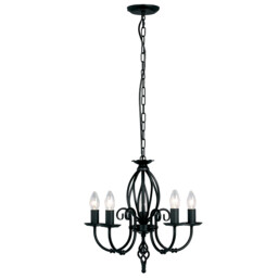 Artisan 5 Light Chandelier Black Finish, E14 - thumbnail 1