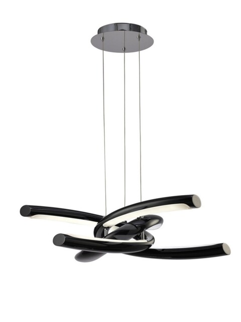 Knot Ceiling Pendant 36W LED 3000K, 3600lm, Gloss Black, White Acrylic, Polished Chrome - image 1
