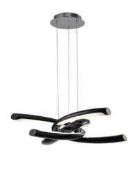 Knot Ceiling Pendant 36W LED 3000K, 3600lm, Gloss Black, White Acrylic, Polished Chrome
