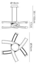 Knot Ceiling Pendant 36W LED 3000K, 3600lm, Gloss Black, White Acrylic, Polished Chrome - thumbnail 2