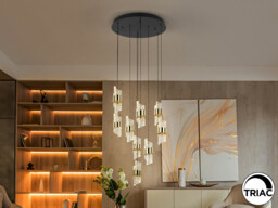 Iliada Cluster Pendant Ceiling 9 Light Black, Gold LED 3000K - thumbnail 1