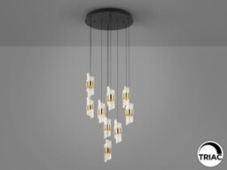 Iliada Cluster Pendant Ceiling 9 Light Black, Gold LED 3000K - thumbnail 3