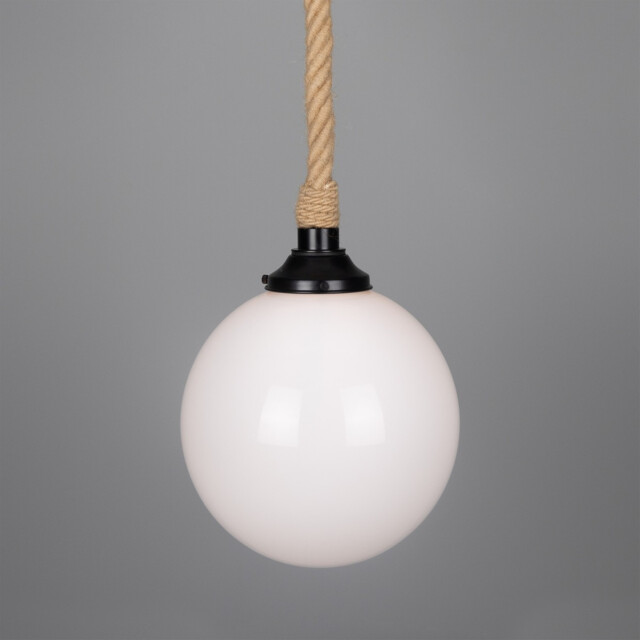 Azores Bathroom Rope Globe Pendant, Matte Black, IP44 - image 1