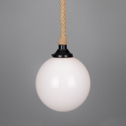 Azores Bathroom Rope Globe Pendant, Matte Black, IP44 - thumbnail 1