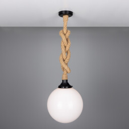 Azores Bathroom Rope Globe Pendant, Matte Black, IP44 - thumbnail 2