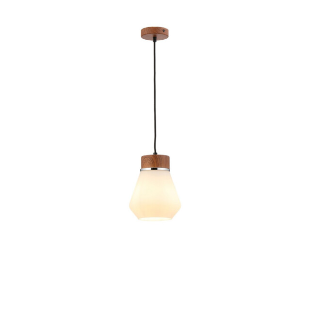 Freedom Ceiling Pendant E27, With Kite Opal Glass Walnut, Opal, Matt Black, Black Fabric - image 1