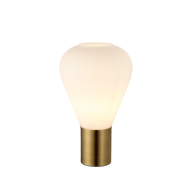Corinth Narrow Table Lamp, E27, Antique Brass, Opal Glass - image 1