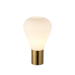 Corinth Narrow Table Lamp, E27, Antique Brass, Opal Glass