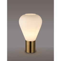 Corinth Narrow Table Lamp, E27, Antique Brass, Opal Glass - thumbnail 3