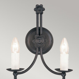 Belfry 2 Light Indoor Candle Wall Light Black, E14 - thumbnail 3