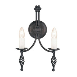 Belfry 2 Light Indoor Candle Wall Light Black, E14 - thumbnail 1