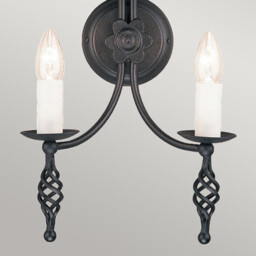 Belfry 2 Light Indoor Candle Wall Light Black, E14 - thumbnail 2