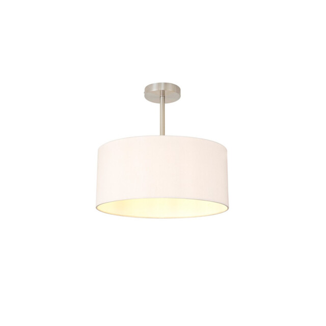 Baymont Satin Nickel E27 Semi Flush With 40cm x 18cm Dual Faux Silk Shade, Nude Beige/Moonlight - image 1