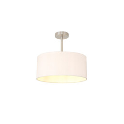 Baymont Satin Nickel E27 Semi Flush With 40cm x 18cm Dual Faux Silk Shade, Nude Beige/Moonlight