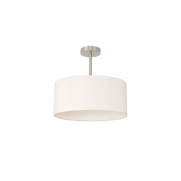 Baymont Satin Nickel E27 Semi Flush With 40cm x 18cm Dual Faux Silk Shade, Nude Beige/Moonlight - thumbnail 5