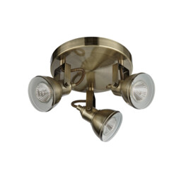 Focus 3 Light Adjustable Ceiling Spotlight Antique Brass, GU10 - thumbnail 3