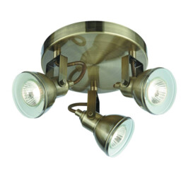 Focus 3 Light Adjustable Ceiling Spotlight Antique Brass, GU10
