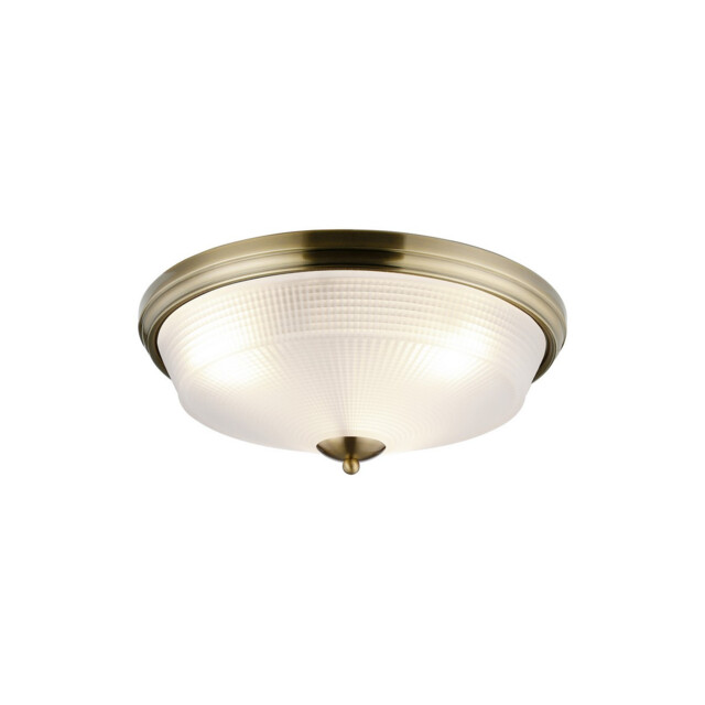 DeRuyter 43.8cm 3 Light E27 Flush Ceiling Light, Antique Brass/Frosted Glass - image 1