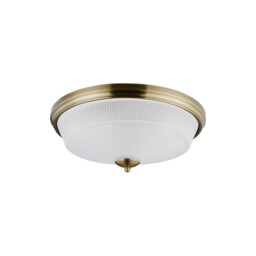 DeRuyter 43.8cm 3 Light E27 Flush Ceiling Light, Antique Brass/Frosted Glass - thumbnail 5