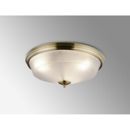 DeRuyter 43.8cm 3 Light E27 Flush Ceiling Light, Antique Brass/Frosted Glass - thumbnail 3