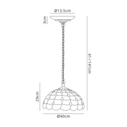 Lincoln 3 Light Downlighter Ceiling Pendant E27 With 40cm Tiffany Shade, Beige, Clear Crystal, Aged Antique Brass - thumbnail 2