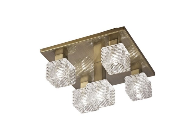 Accor Ceiling Flush 5 Light G9, 230mm Square, Antique Brass, Clear Glass - image 1