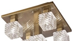 Accor Ceiling Flush 5 Light G9, 230mm Square, Antique Brass, Clear Glass - thumbnail 5