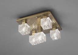 Accor Ceiling Flush 5 Light G9, 230mm Square, Antique Brass, Clear Glass - thumbnail 2