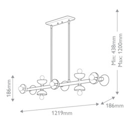 Kichler Palta Bar Pendant Ceiling Light Contemporary Champagne Bronze 10x E14 - thumbnail 3